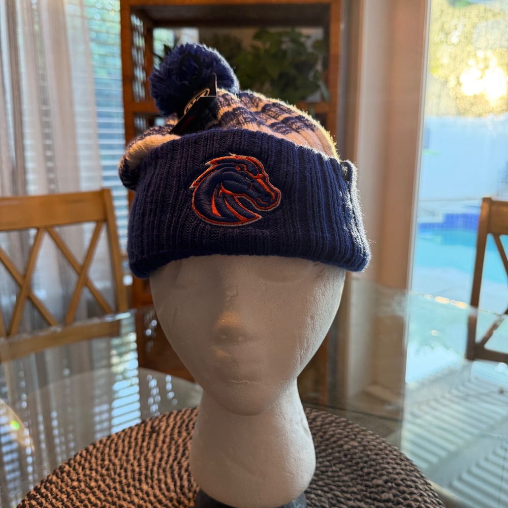 47 Brand Boise State Broncos Royal Blue Tavern Cuff Knit Pom Beanie Hat NEW